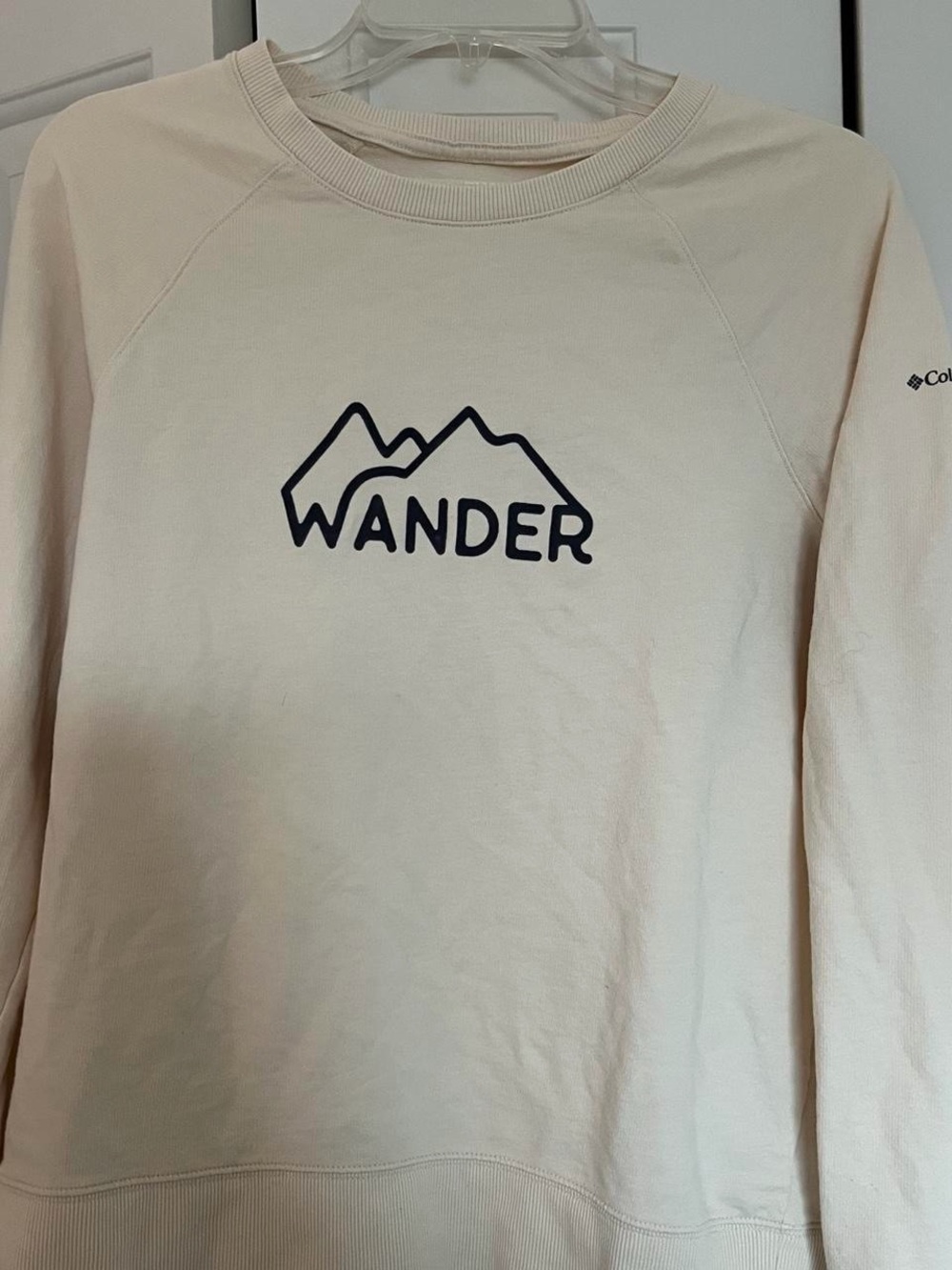 Columbia Kids Cream Sweatshirt with Navy 'Wander' Mountain Graphic